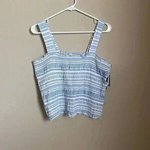 BP Striped Smocked Crop Tank Top Size Large